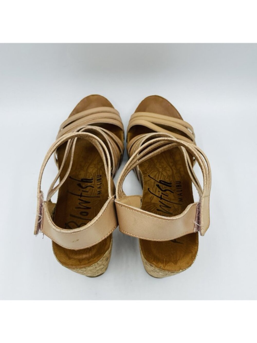 Blowfish Malibu Womens Shoes Size 8.5 Brown Cork Wedge High Heels Casual Strappy - Picture 8 of 11